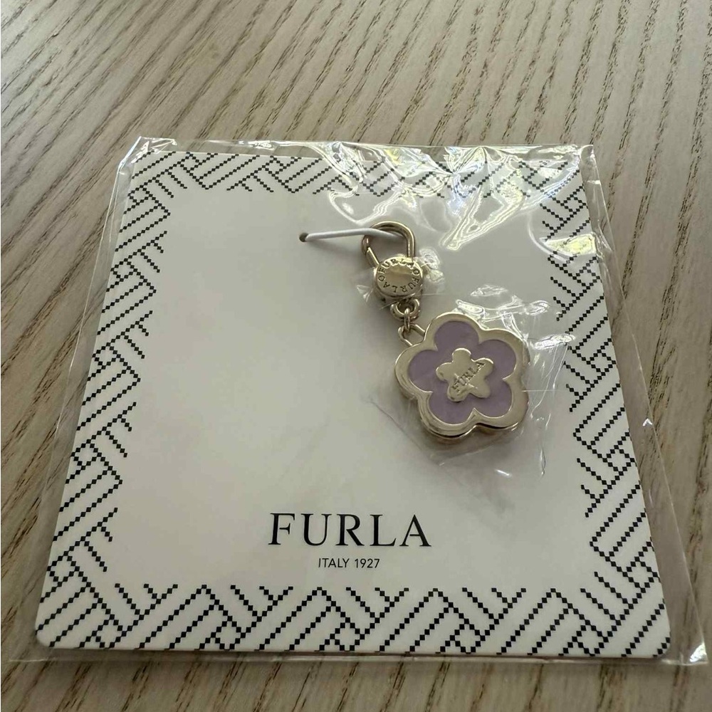 NWT Furla Lilac Floral Charm/Keychain